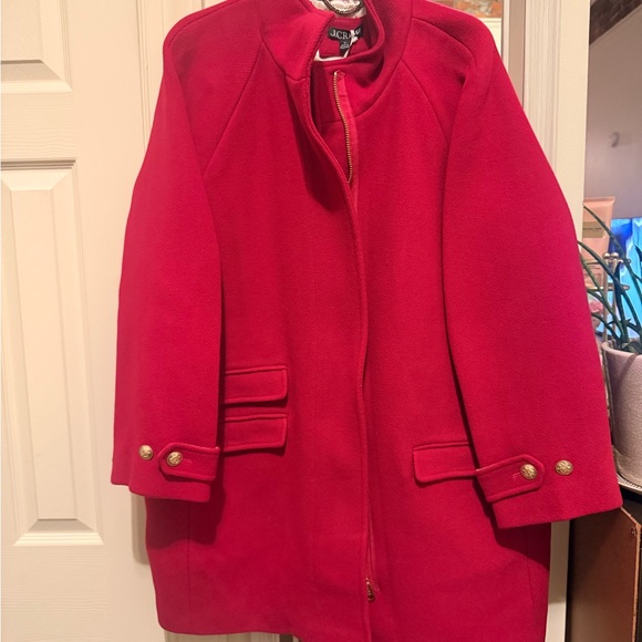 J. Crew Bold Scarlet Pea Coat - Picture 2 of 6